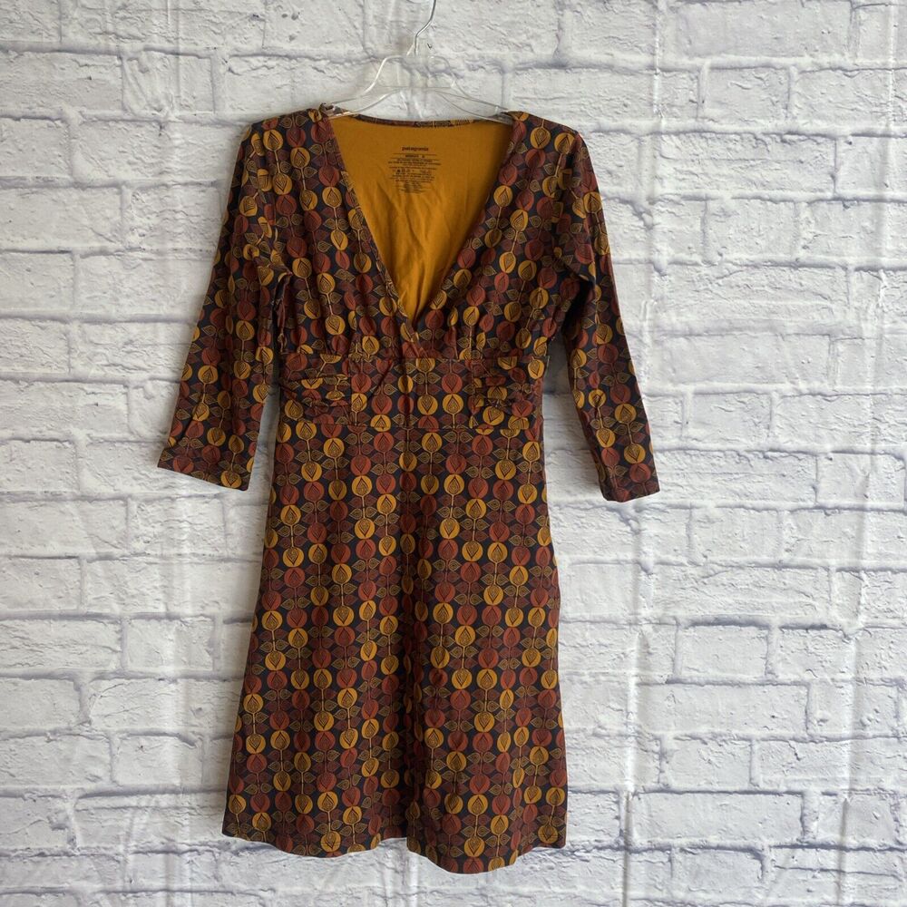 Patagonia Women's Midi Dress - Brown and Yellow
